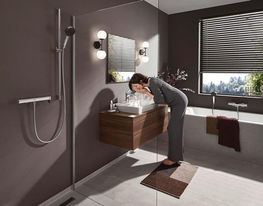 Rubinetto Bagno Con Display LED Temperatura - Monocomando, Ottone Nero, Bocca 130 Mm