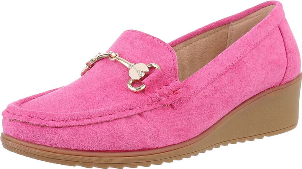 Ital-Design Damen Halbschuhe Mokassins Wildlederoptik Slipper 89319185 Pink Gr. 39