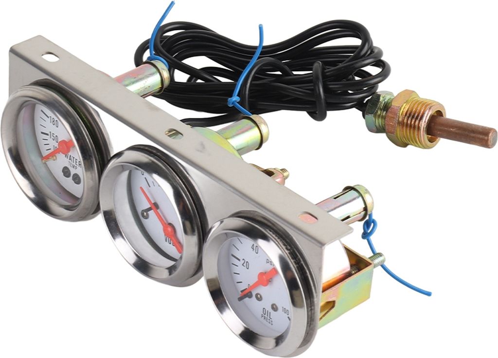 Auto-Messgerät-Kit 3 in 1 52 mm/2 Zoll Wassertemperatur-Öldruck-Spannungsmesser Universal für 12-V-Auto