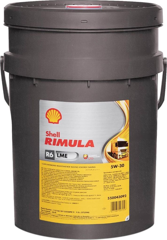 SHELL Rimula R6 LME für 5W-30 20 Liter Motoröl Motorenöl Produktbild 