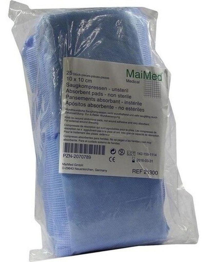 MaiMed zuigende kompressen, niet-steriel, 25 stuks, 10 x 10 Productafbeelding 