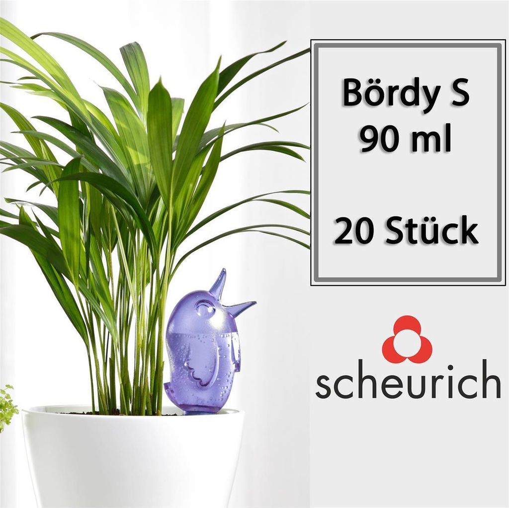Scheurich Wasserspender Bördy S | 20 x Lila | 90ml Füllmenge | Bewässerungskugel klein mit Ton Fuß | Wasserspender Pflanzen und Blumen Terrakot...