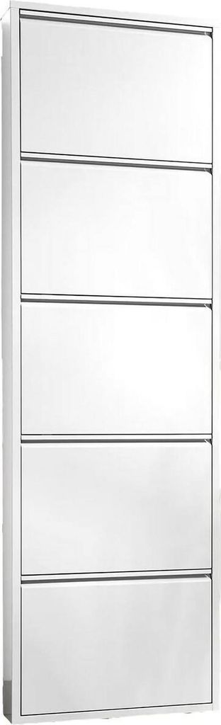 Dmora Schuhschrank Isidro 50x15x172 cm Weiß 10 Paar, 5 Fächer