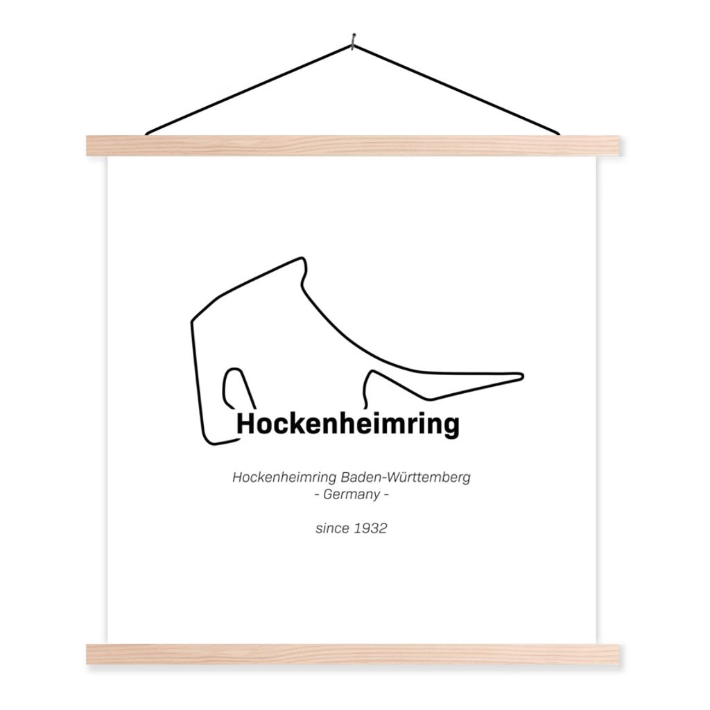 MuchoWow Textilposter Formel 1 - Hockenheim - Rennstrecke 60x60 cm mit holzfarbenen Rahmen - Wanddekoration