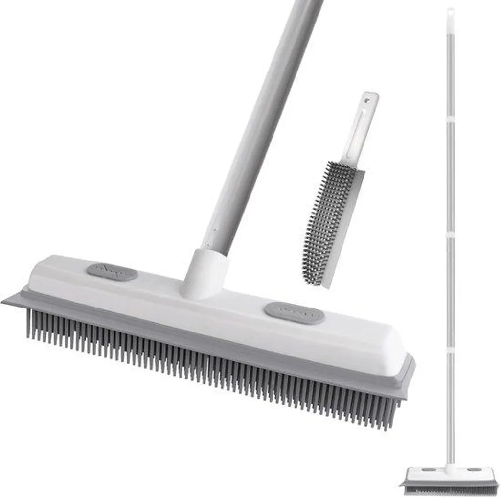Brosse en caoutchouc 2 en 1 pour poils d'animaux rouge rubis réglable
