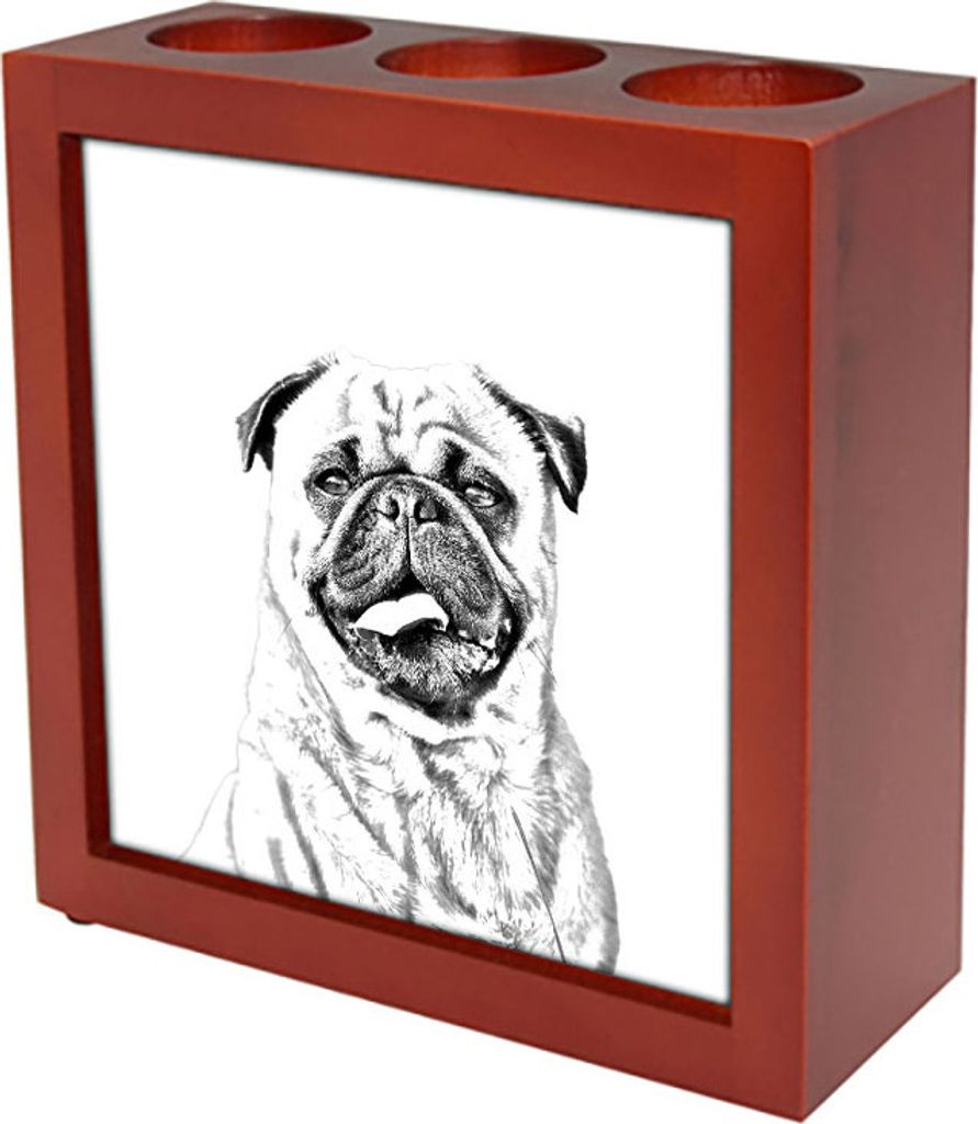 Mops, Pug, Carlin, Carlino, Doguillo - Stifthalter mit Hund, Schreibtischorganizer mit Aufdruck, personalisierte Schreibtischdekoration der Marke A...