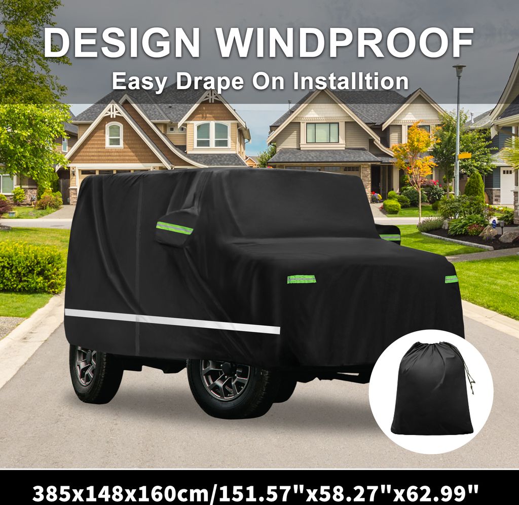 Wasserdichte Abdeckung Outdoor Vollgarage für Suzuki Jimny JB64W/JB74W mit unterem winddichtem Schnallen-verschluss 151,57"x58,27"x62,99" Silber S...