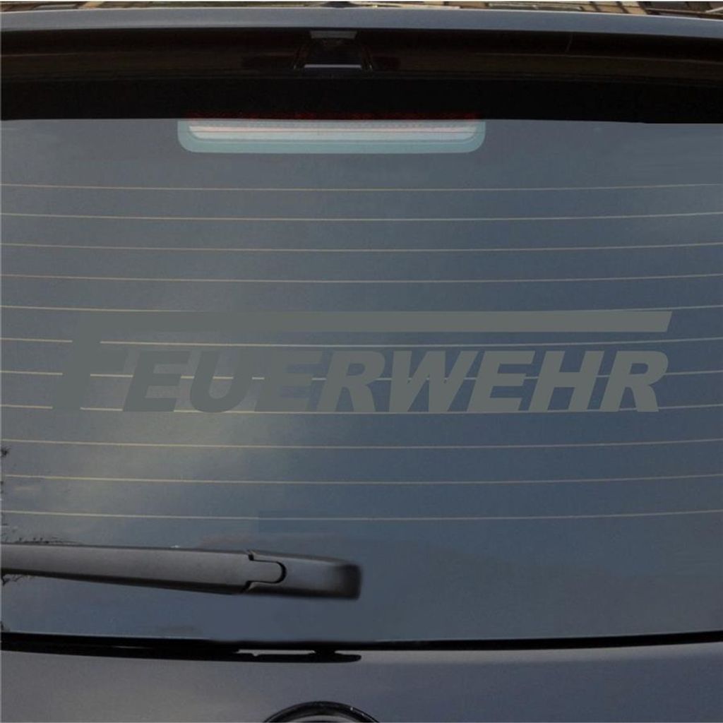 Heckscheibenaufkleber Feuerwehr langes F 55x9 cm Grau Auto Aufkleber Sticker