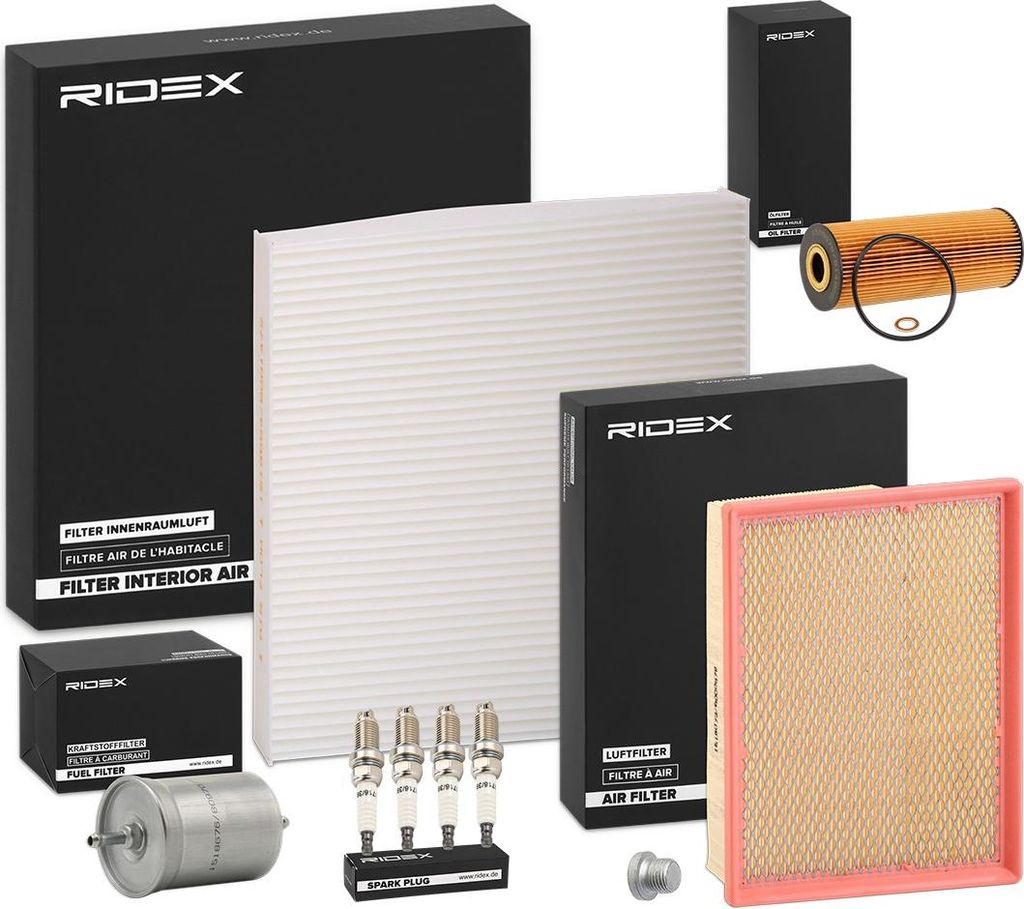 RIDEX Inspektionspaket Filterset passend für MERCEDES-BENZ C-Klasse Limousine (W202) CLK (C208) CLK Cabriolet (A208) C-Klasse T-modell (S202)
