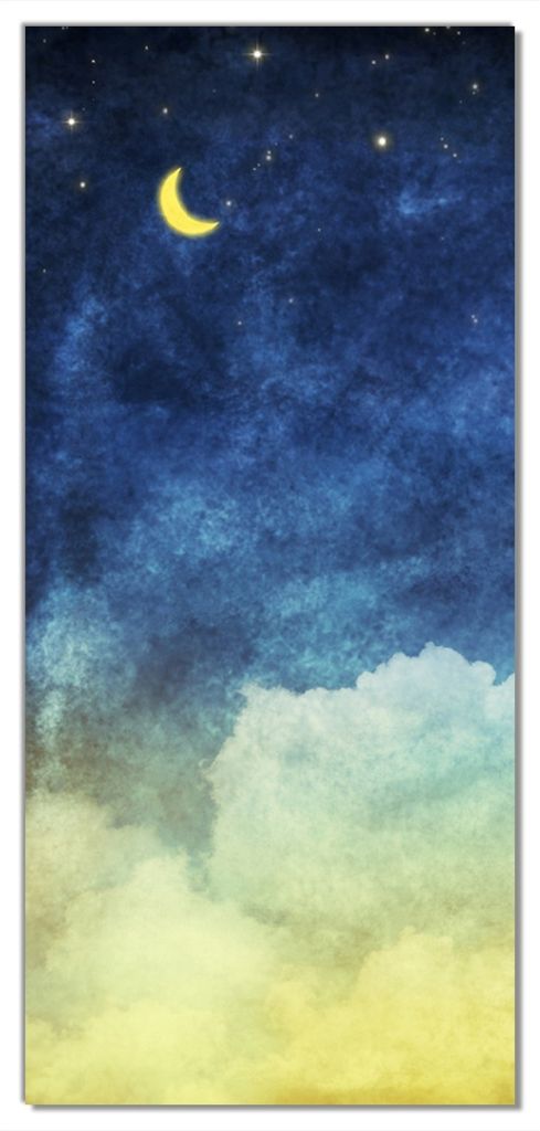 Wallario selbstklebende Türtapete 93 x 205 cm - Wolkenhimmel mit Mond und Sternen - Abwischbar, rückstandsfrei zu entfernen