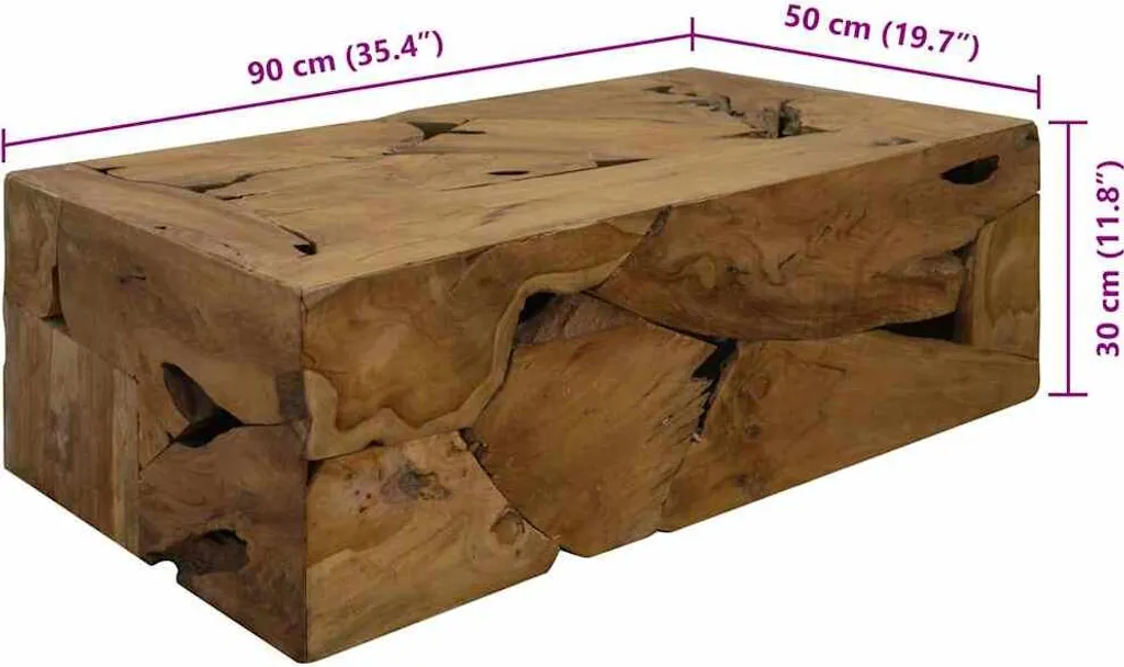Table basse en teck massif brun vidaXL structure robuste 90cm - 2