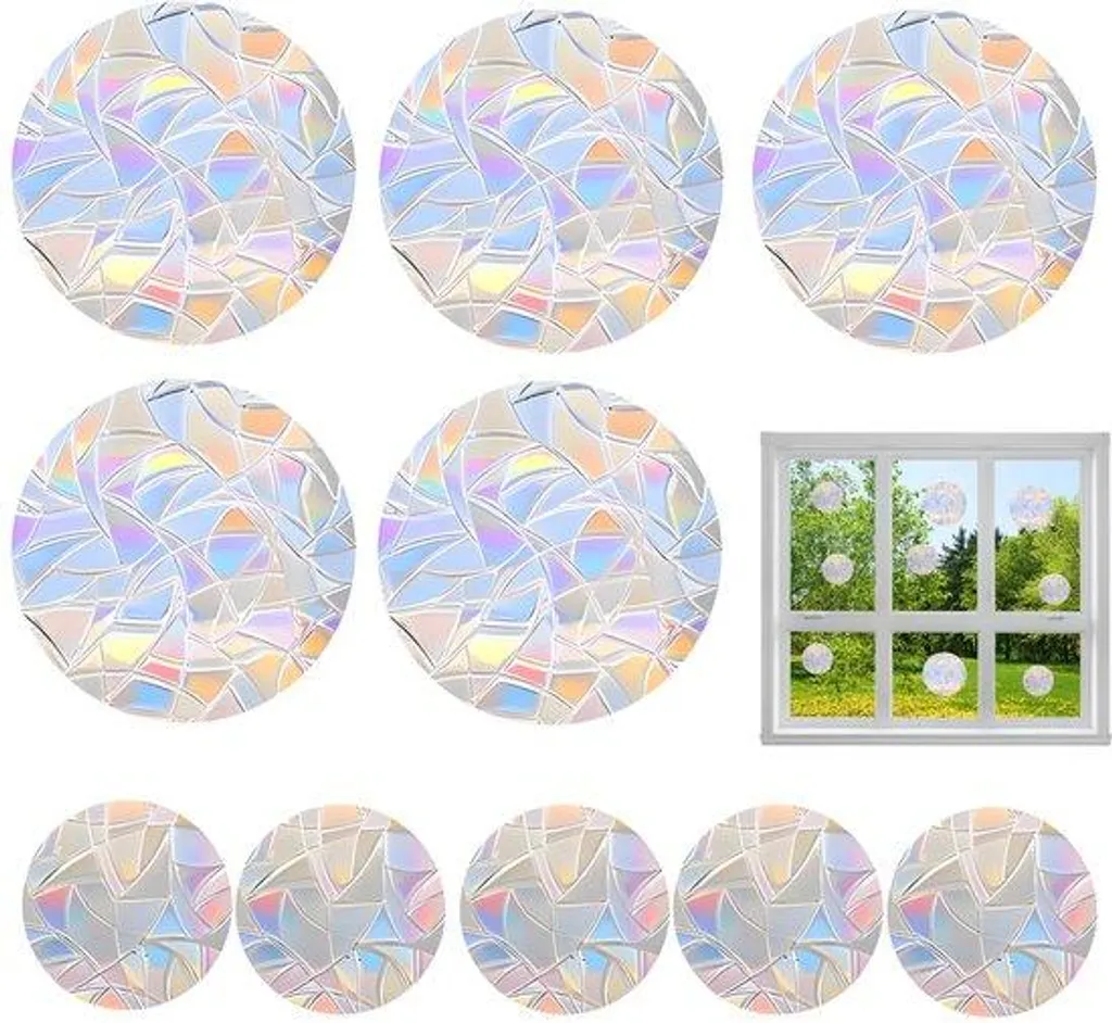 Film électrostatique rond multicolore effet vitrail pour vitre et baie