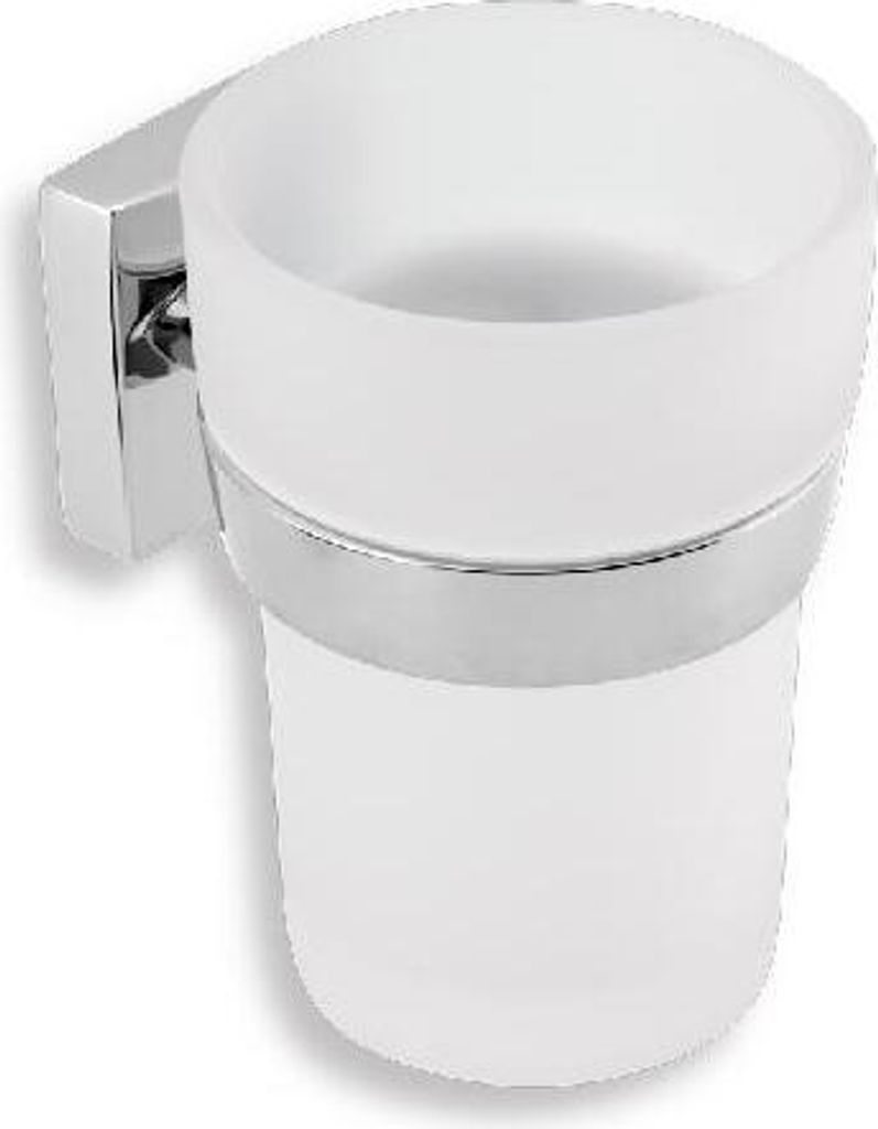 Novaservis Metalia 12 - Becher für Zahnpasta und Zahnbürsten mit Halter, glas/chrom 0206,0