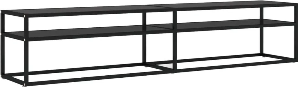 Mobile Porta TV 200 cm Nero in Vetro di Sicurezza Temperato