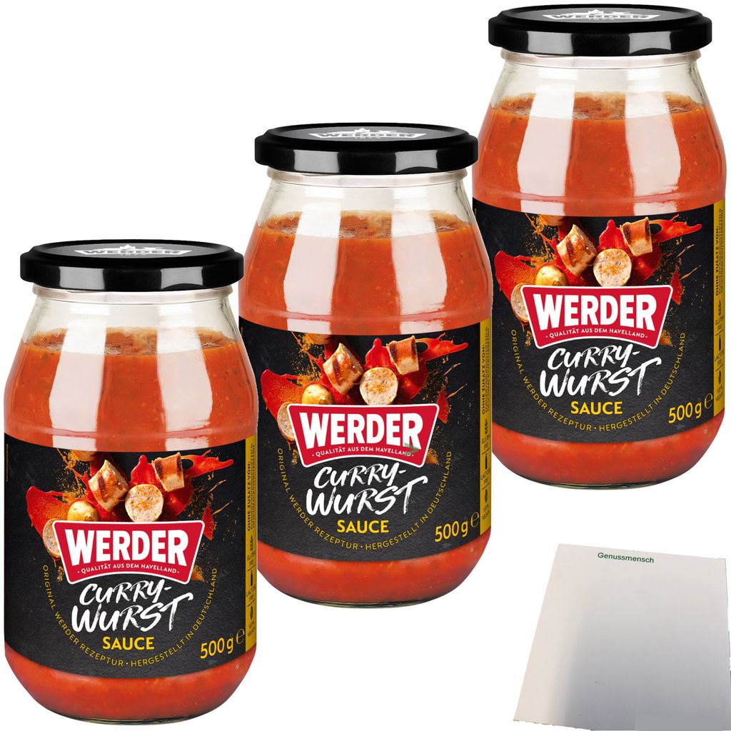 Werder Currywurst Sauce 3er Pack (3x500g Glas) + usy Block Produktbild 