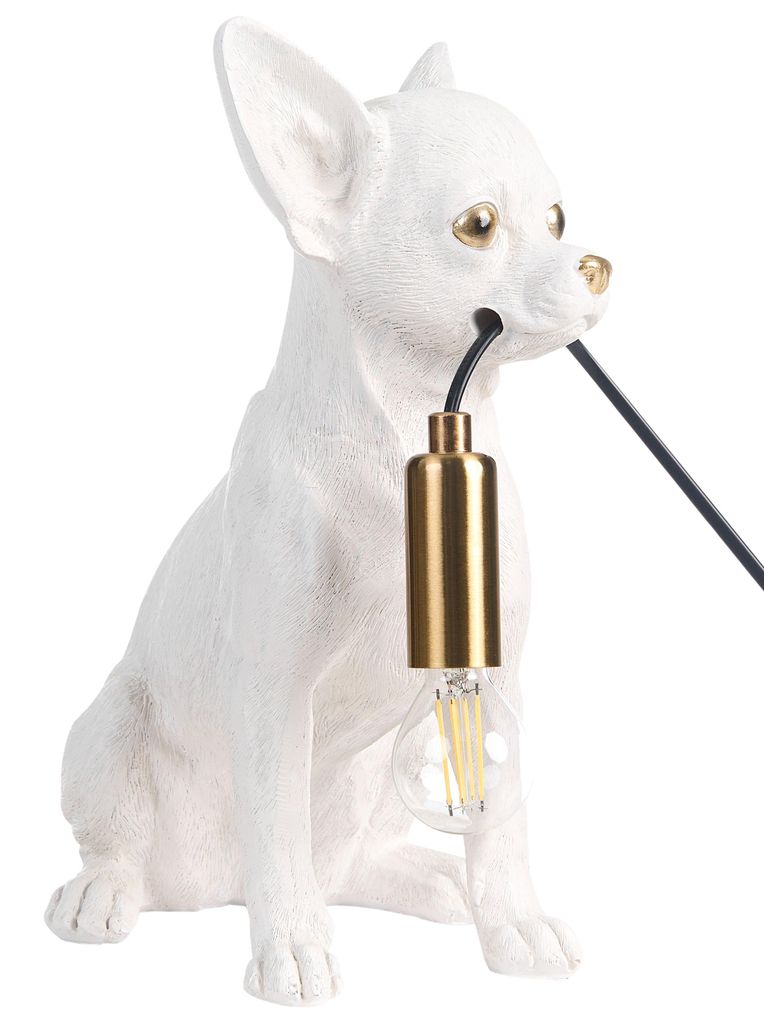 BELIANI Tischlampe Weiß Kunstharz Hund Tierform Glamouröser Stil Nachttischlampe Leselampe Tischleuchte Dekolampe Wohnaccessoires Dekoration