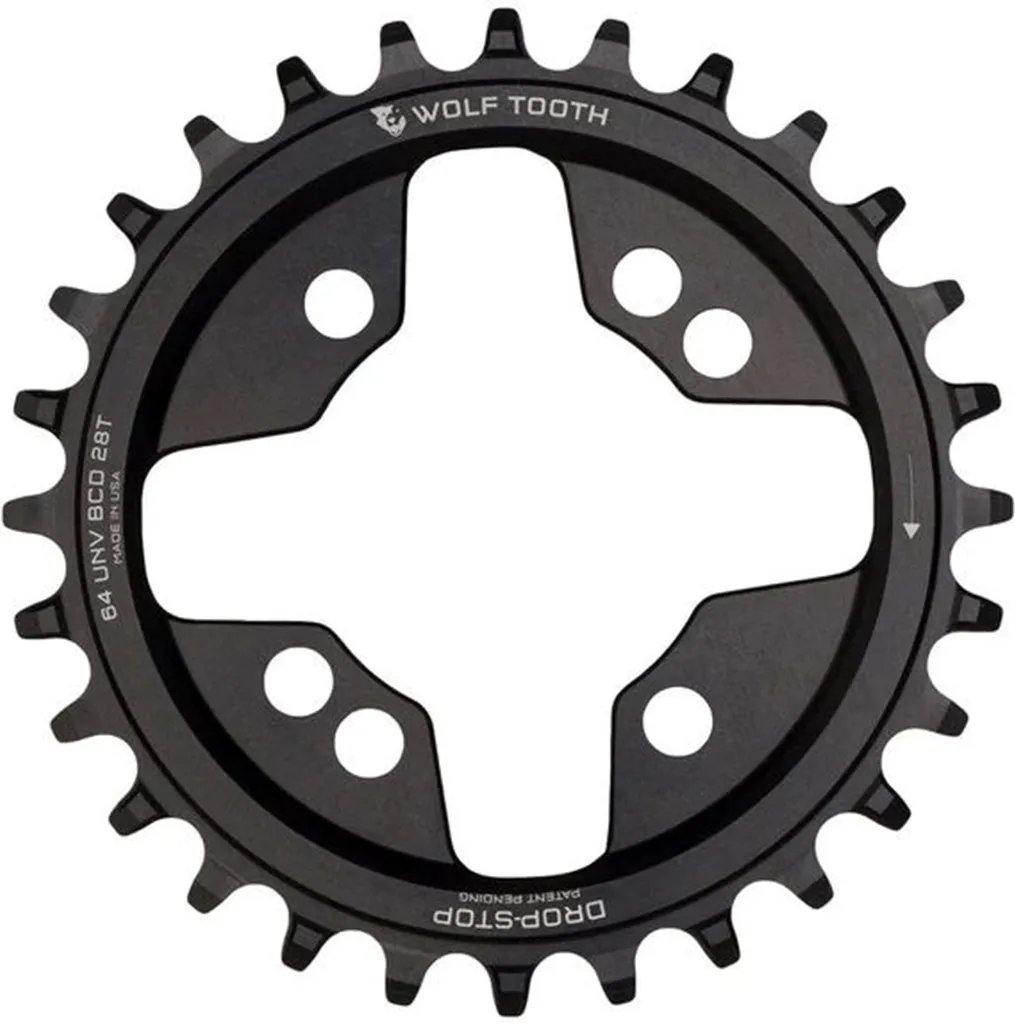 Plateau Wolf Tooth 64 BCD 28T Drop-Stop A Noir pour VTT en Mono Plateau