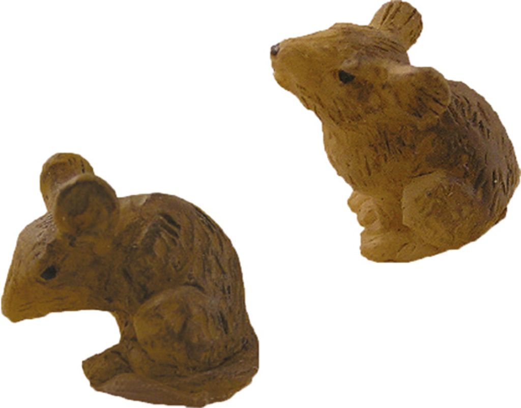 2x FADEDA Mäuse / Höhe:2 cm / handbemalt / detailgetreue Krippen Figuren - Weihnachten Tisch Dekoration Krippe Zubehör