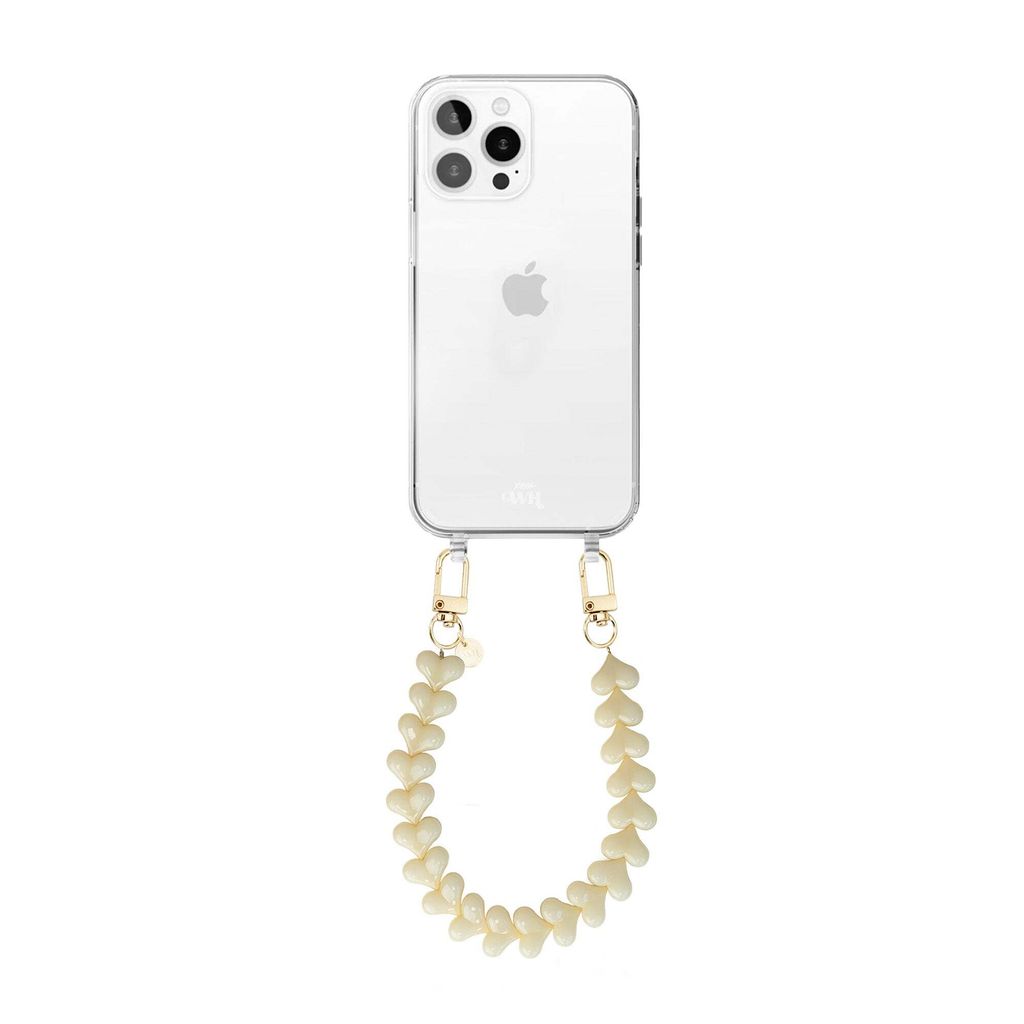 Wildhearts Hülle - Geeignet für iPhone 16 Pro Max - Funky Hearts - Beige Kordel