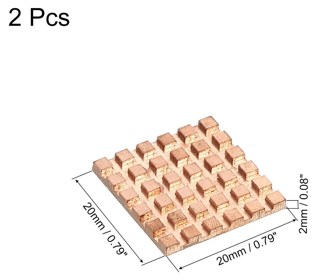2 Stš¹ck Kš¹hlk?rper-Kit aus reinem Kupfer 20x20x2mm fš¹r IC-Chip-MOS-Speicher W?rmeableitung mit W?rmeleitpads