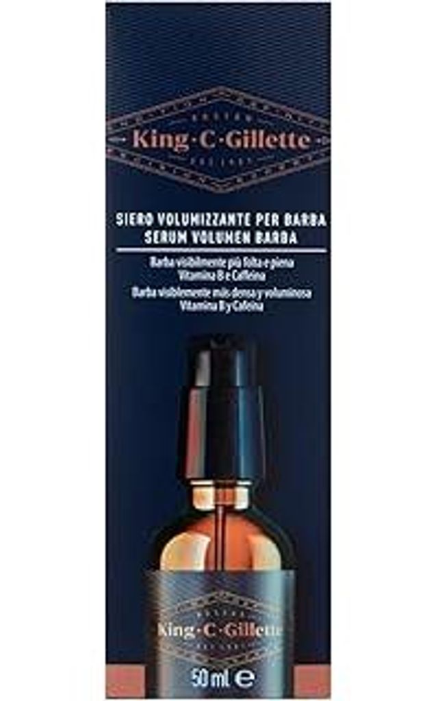 King C. Gillette Bartserum, Volumen, Bartpflege für Herren, mit Vitamin B-Komplex und Koffein, 50 ml, Geschenkidee für Herren