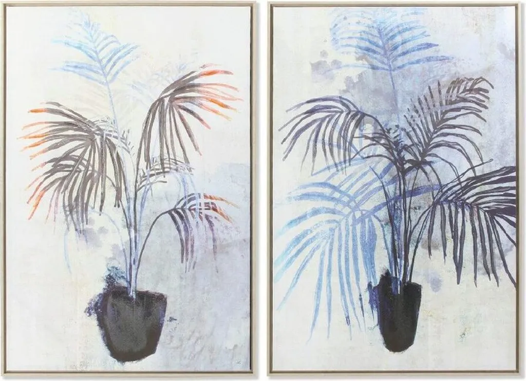 Tableau DKD Home Decor Plante 83x123 cm Style Scandinave - Lot de 2