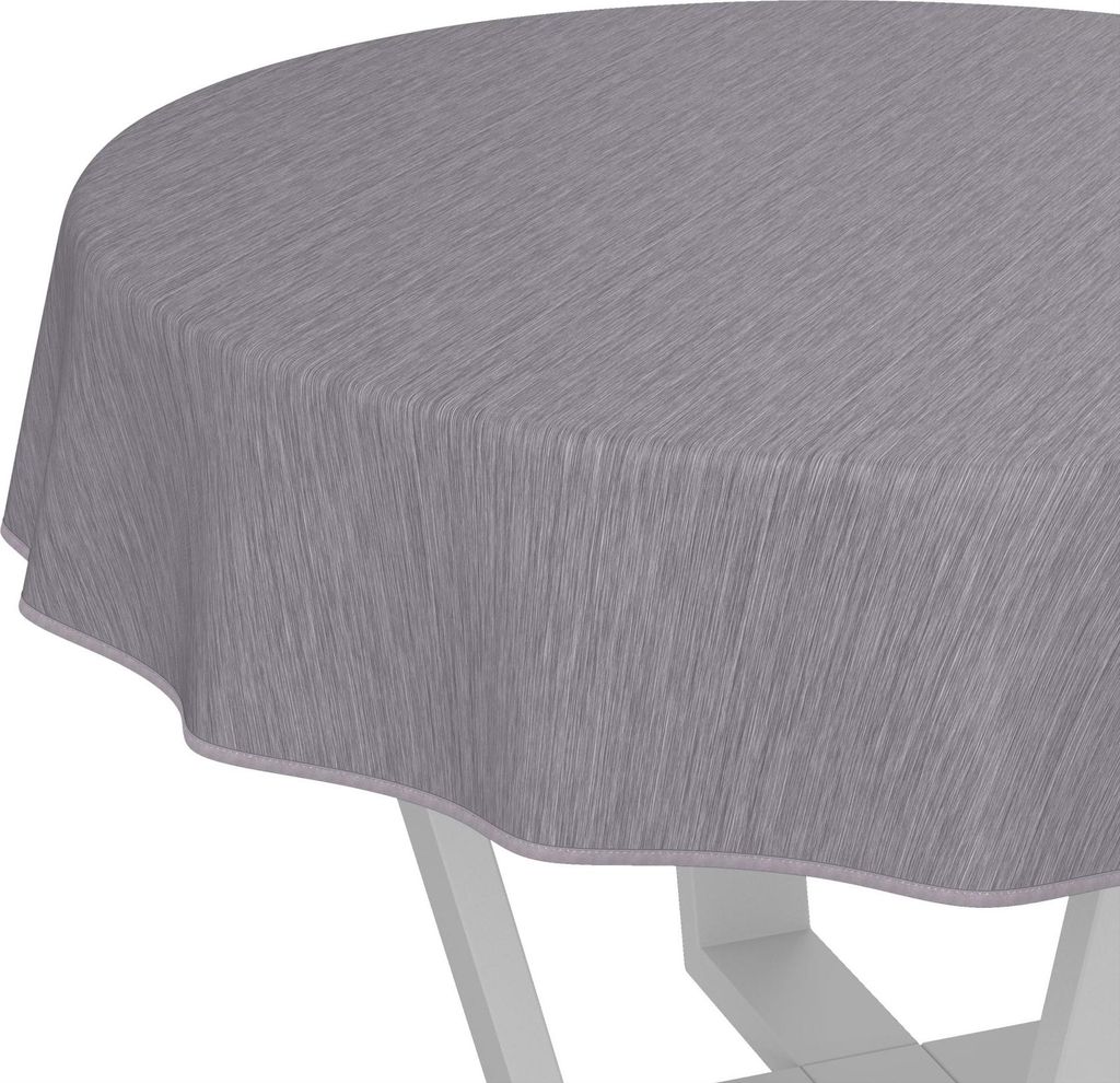Tischdecke Wachstuch Einfarbig Grau Robust Wasserabweisend Rund 100 cm