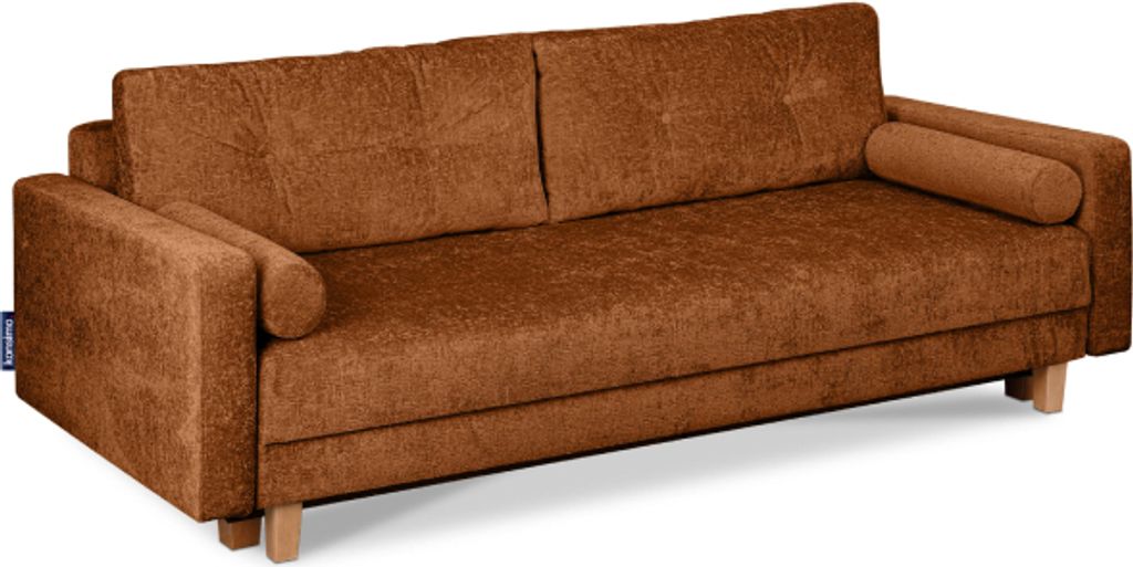 KONSIMO Schlafsofa 3-Personen zeitloses Design mit weiche Sitzfläche und hohe Rückenlehne "ERISO", orange, Chenille-Stoff, Scandinavian, 220x80x1...