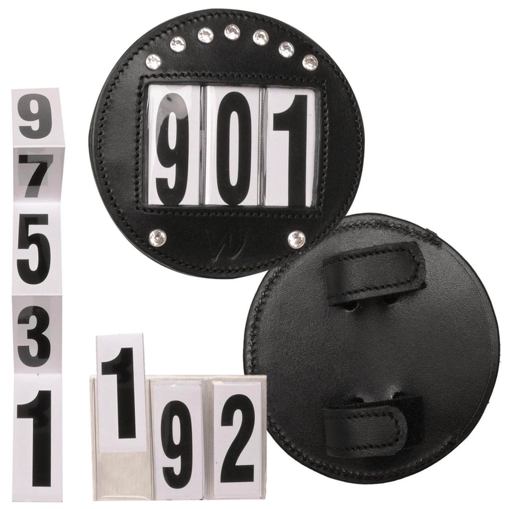 A set of horse number holders and individual number tiles.