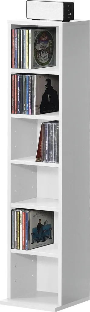 Meuble de rangement CD blanc Tynset colonne en bois à 6 niches