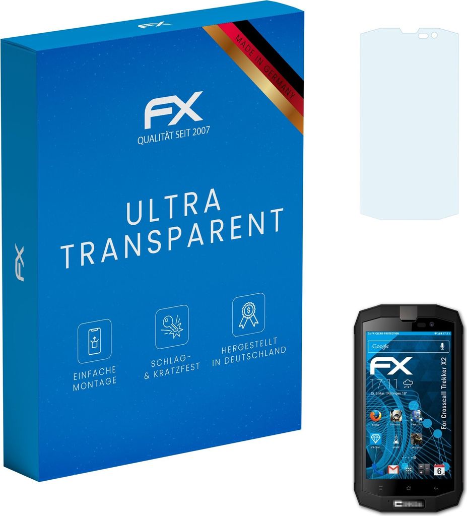 atFoliX FX-Clear 3x Schutzfolie kompatibel mit Crosscall Trekker X2 Displayschutzfolie