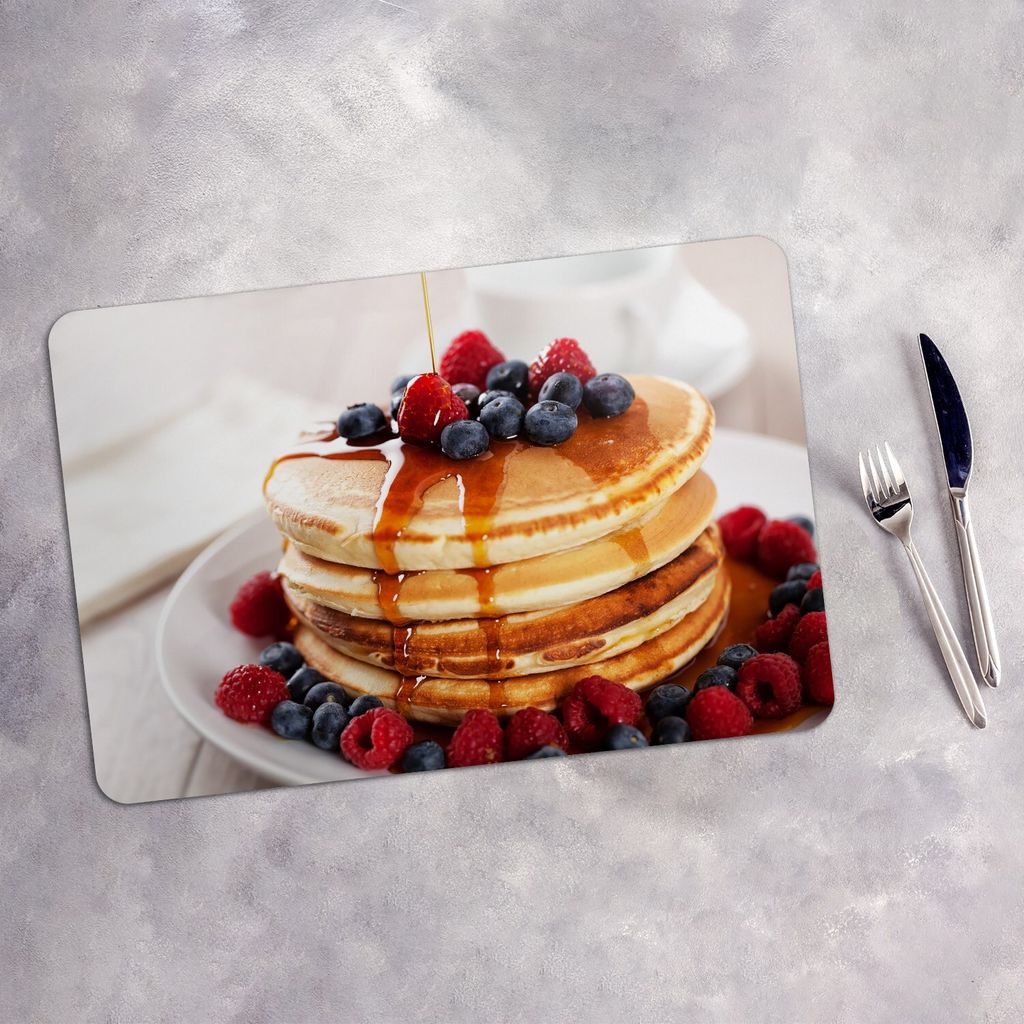 Tischset 4x45x30 cm Platzset Tischmatte Platzmatte Untersetzer - Blaubeer Pfannkuchen