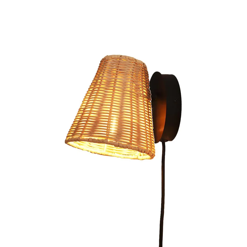 Lampada a Muro ARGO Rattan Naturale Intrecciato E27 - Eco Style