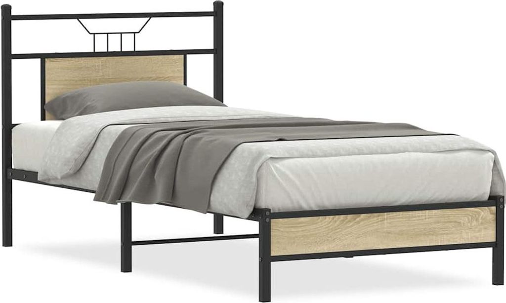 vidaXL Bettgestell ohne Matratze Sonoma-Eiche 90x200 cm Holzwerkstoff