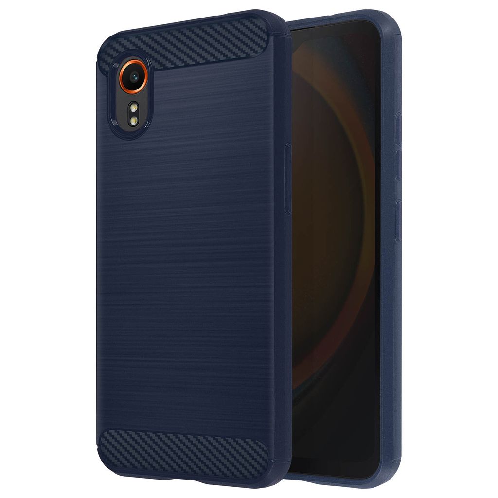 Avizar, Flexible Schutzhülle für Samsung Galaxy Xcover 7, Carbon-Effekt, Nachtblau