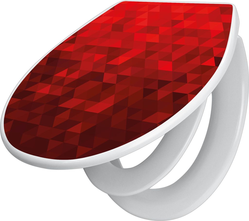 banjado Familien WC Sitz mit Absenkautomatik 37x44,5x5cm -Dreiecke Rot - Klodeckel/Klobrille mit kindersitz aus hochwertigem Polypropylen - univers...