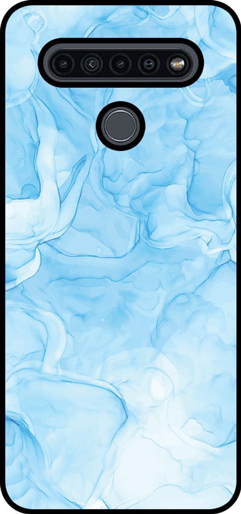 Smartphonica Handytasche Passend für LG K41S mit Marmordruck - TPU Rückendeckung Fall Marmor Design - Hellblau