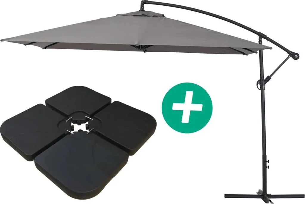 Parasol 3x3 déporté Gris Ilios 3 : fini le soleil direct, dalles incluses ici
