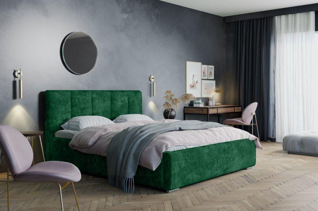 Modernes Polsterbett 180x200 NEUSA 1 mit Stauraum - grün