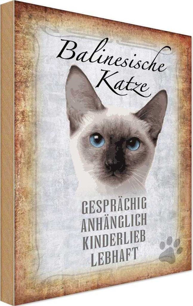 vianmo Holzschild 18x12 cm balinesische Katze Tier Haustier Produktbild 