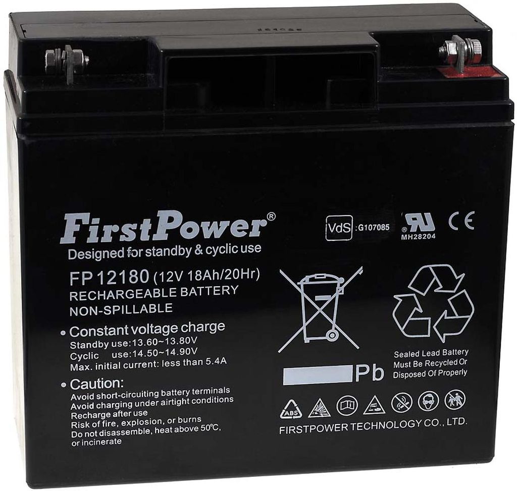 Batterie gel-plomb FirstPower FP12180 12V 18Ah VdS Image du produit 