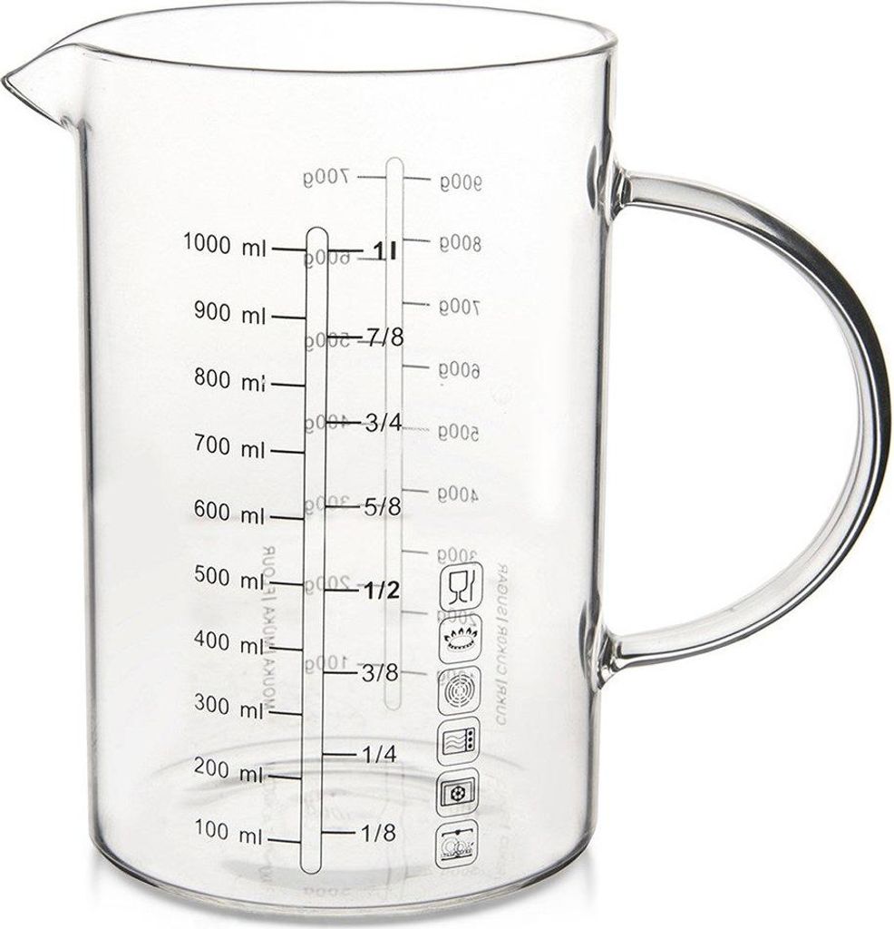 Küchenmessbecher aus Glas 1 l