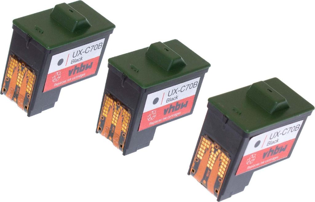 vhbw 3x Tintenpatronen Ersatz für Sharp UX-C70B für Drucker - Schwarz (Kompatibel)