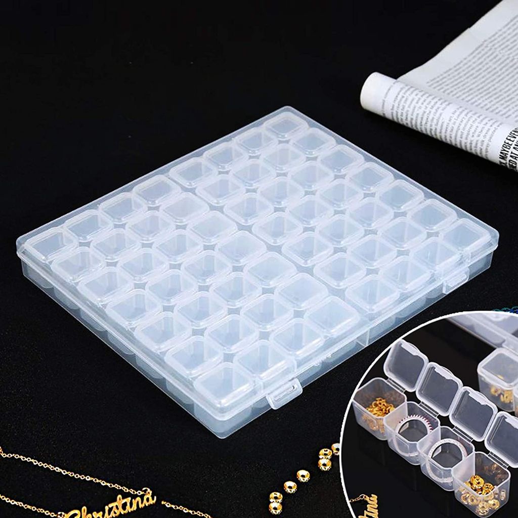 6 Gitter Kunststoff Dosen Diamant Stickerei Sortierbox klare Aufbewahrungbox 
