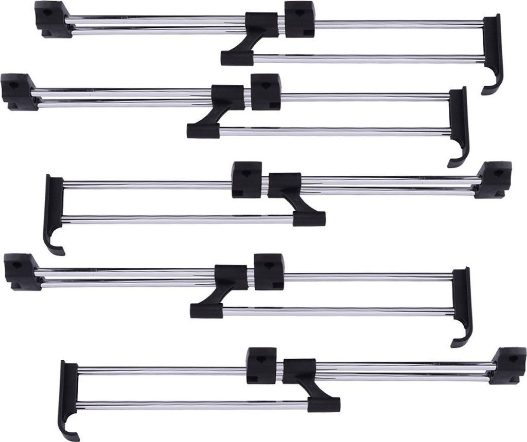 5 Stück Kleiderbügelhalter ausziehbar 30-52 cm, Set ausziehbarer Kleiderstange für Schrank, Kleiderbügelauszug zum Schrauben, platzsparende Kle...