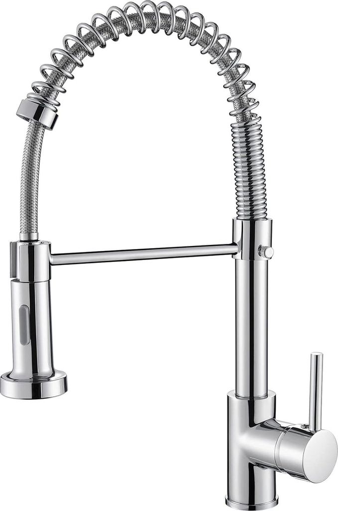 Edelstahl-Küchenarmatur mit Ausziehbare Dusche, 360° Drehbar, Chrom