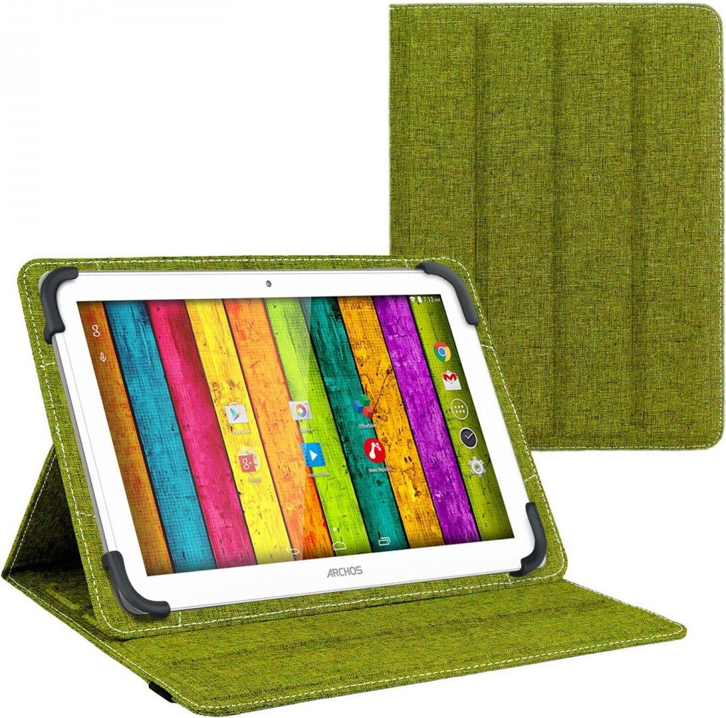 eFabrik Tasche für ARCHOS 101d Neon 10.1 Zoll Schutz Hülle Case Cover türkis-grün und grau Leinen
