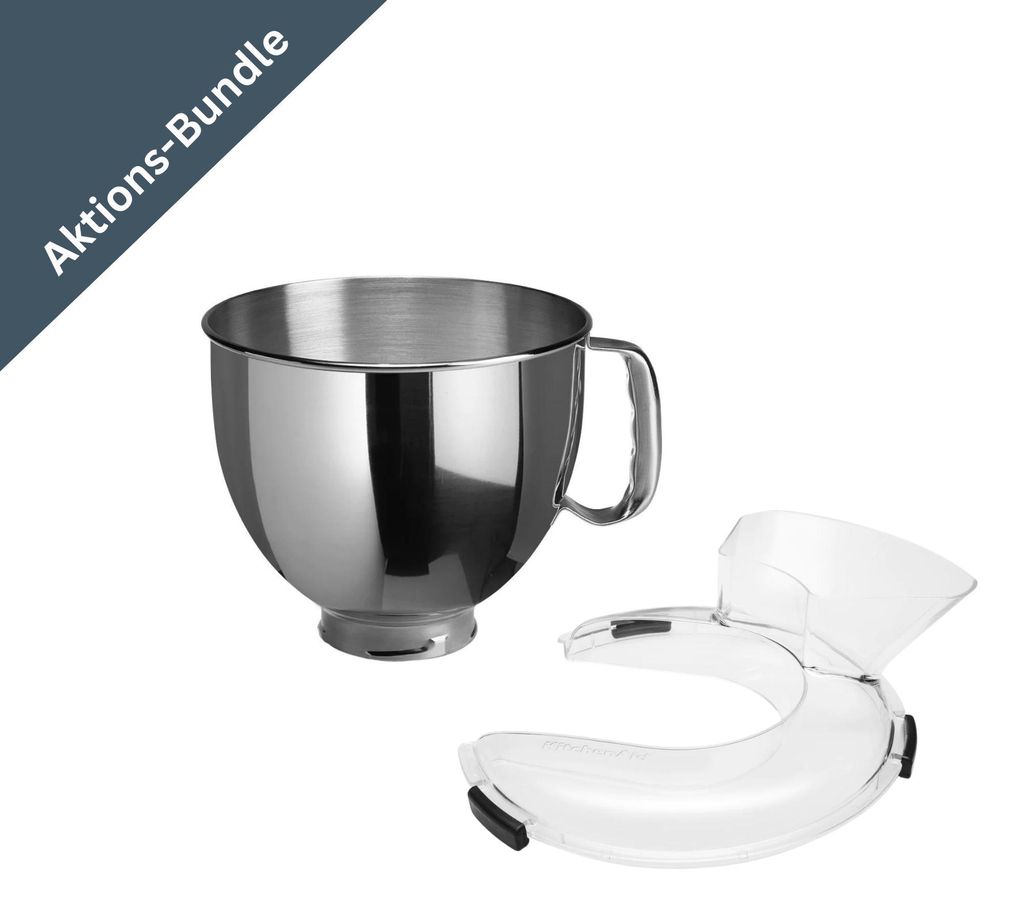 KitchenAid Edelstahlschüssel 4,8 L + Easy Snap Spritzschutz Paket