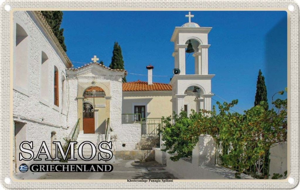vianmo Blechschild 12x18 cm Samos Griechenland Klosteranlage Panagia Bildmotiv Reisemotiv Abenteuer Reisen