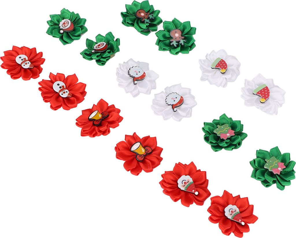 16 weihnachtliche Hundehaarspangen mit Haarblumen und Gummibändern für Hochzeiten, Geburtstage, Partys, Feiern und Festivals